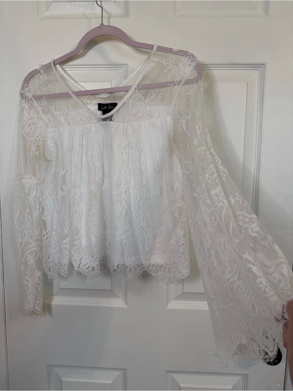 White Lace Bell Sleeve Boho Top